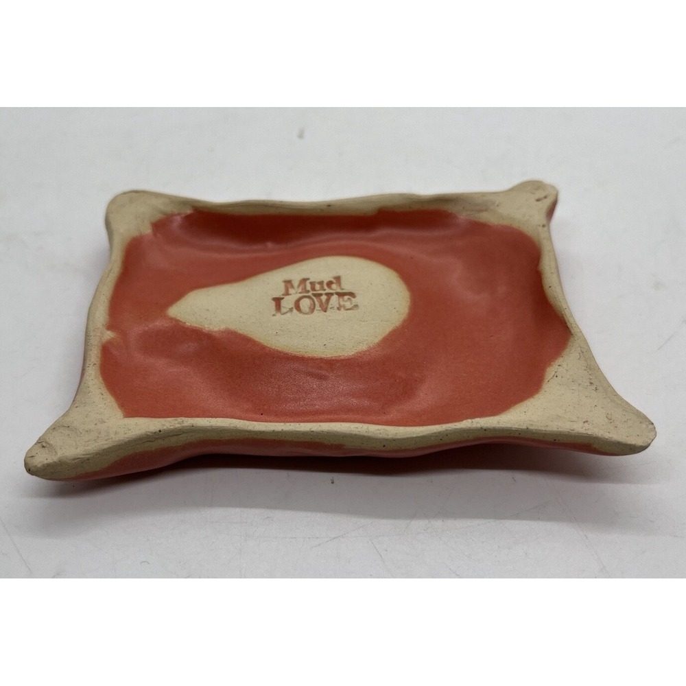 Mud Love Pottery Soap Dish‎ Sponge Holder Red Burgundy Kitchen Bathroom Home